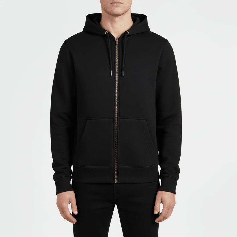Organic Cotton Heavyweigt Zipup – Unisex – Onyx Black