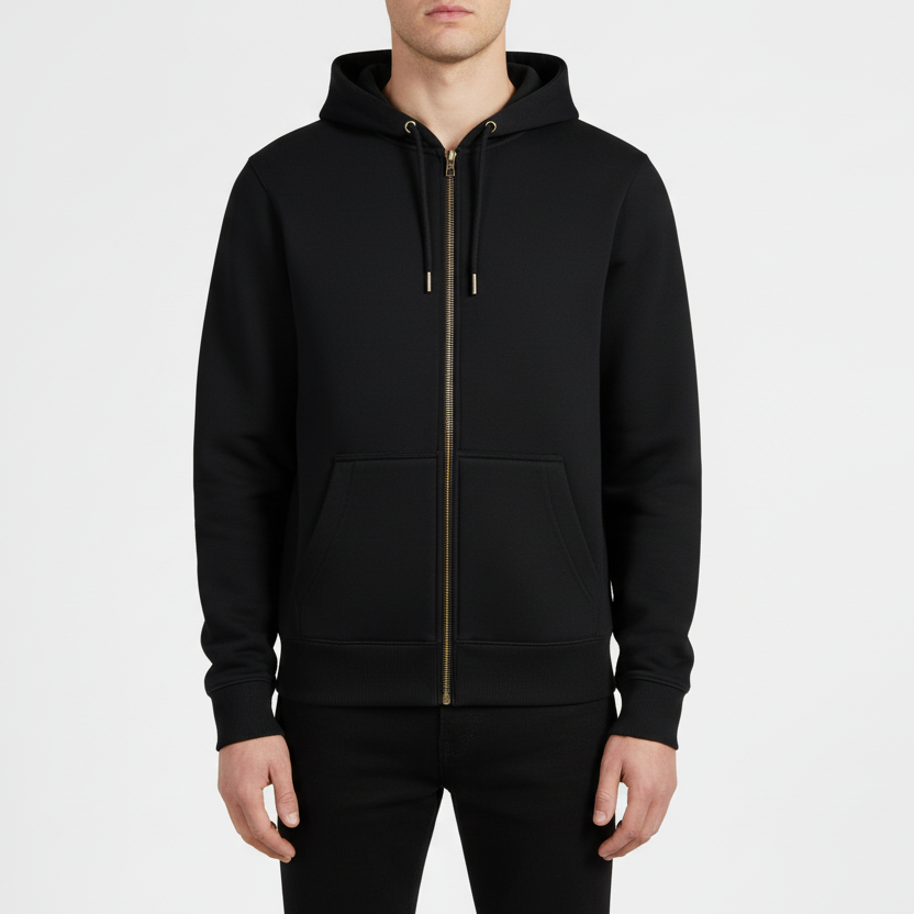 Organic Cotton Heavyweigt Zipup – Unisex – Onyx Black