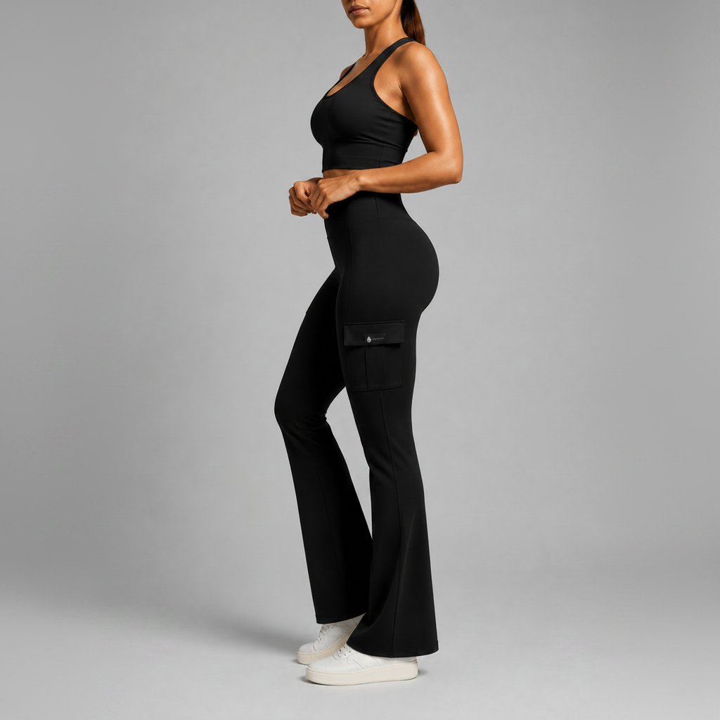 Sentinel Flared Cargo Leggings (Seamless Front Panel)