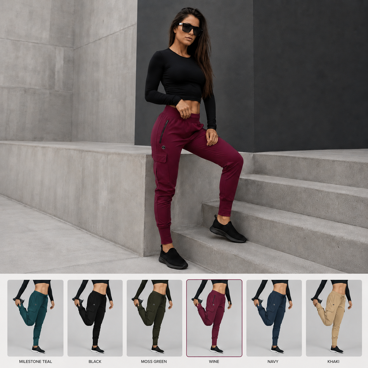 Women’s Wine Urban Flex Cargo Joggers