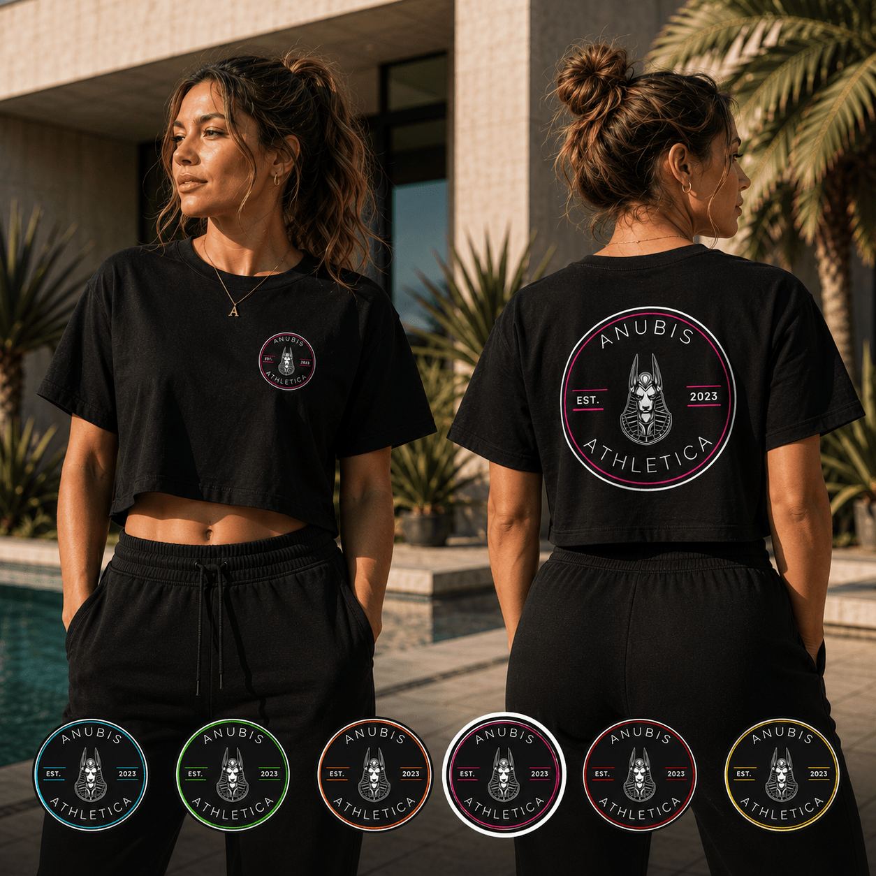 Anubis Women’s Crop Top — Black / Pink