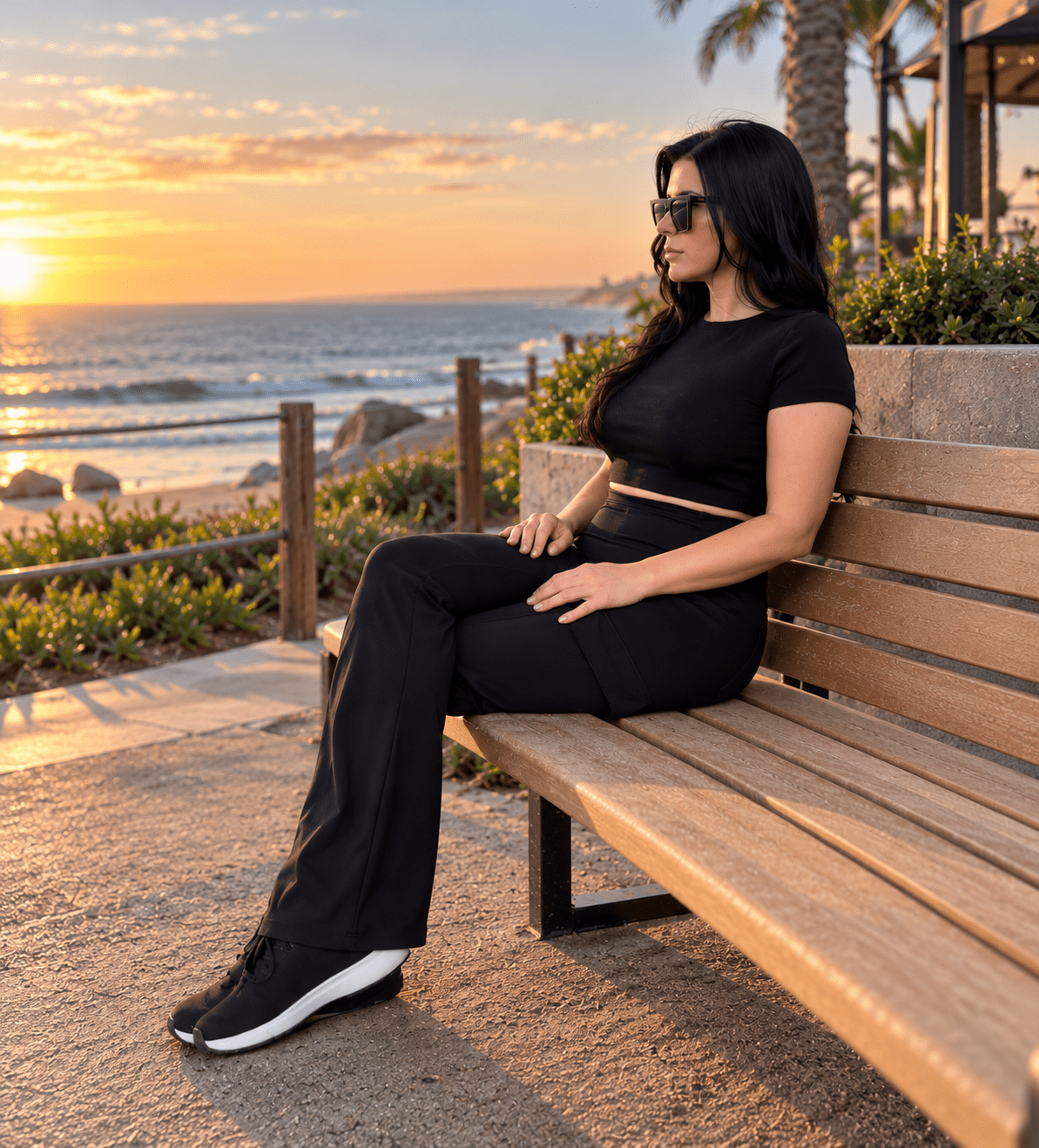 Sentinel Flared Cargo Leggings (Seamless Front Panel)