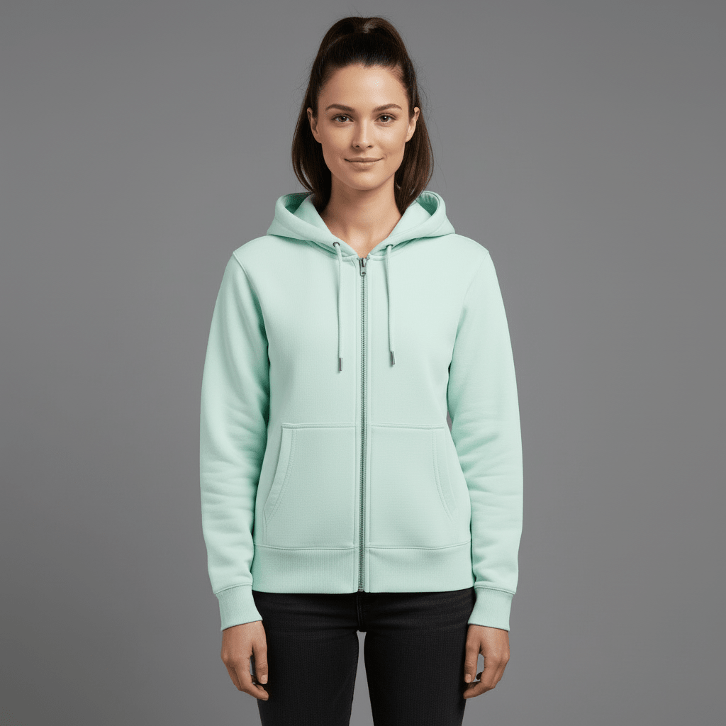 Organic Cotton Heavyweight Zipup - Unisex –Tourmaline Green