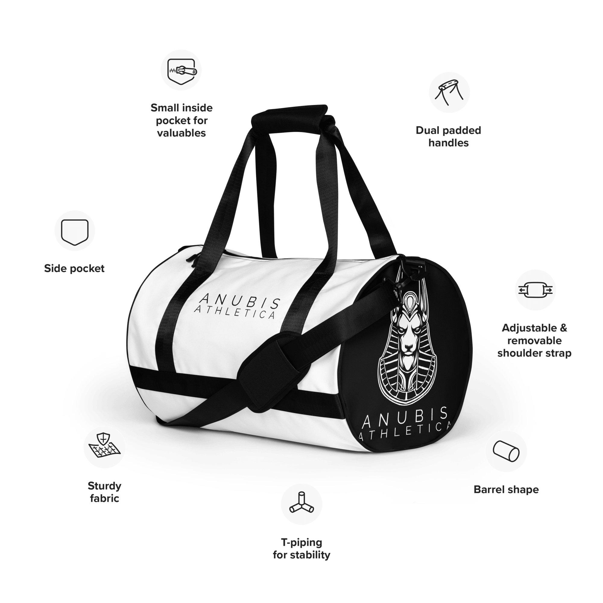 Medium sized white gym bag