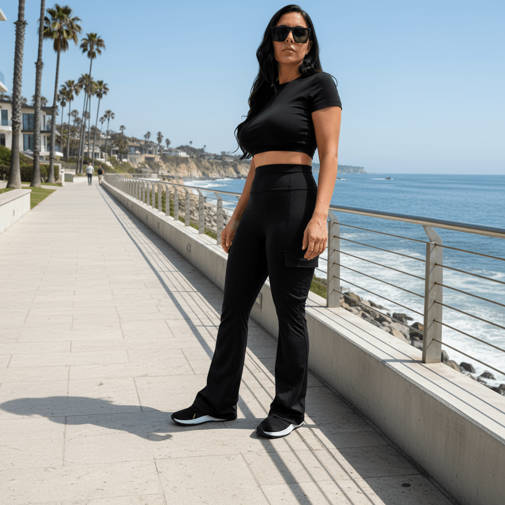 Sentinel Flared Cargo Leggings (Seamless Front Panel)