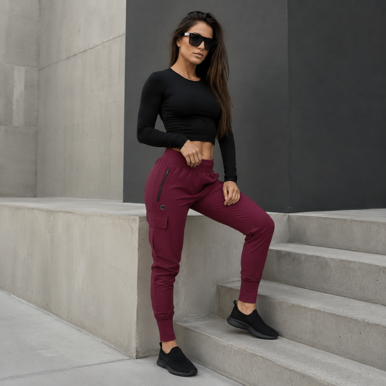 Women’s Wine Urban Flex Cargo Joggers