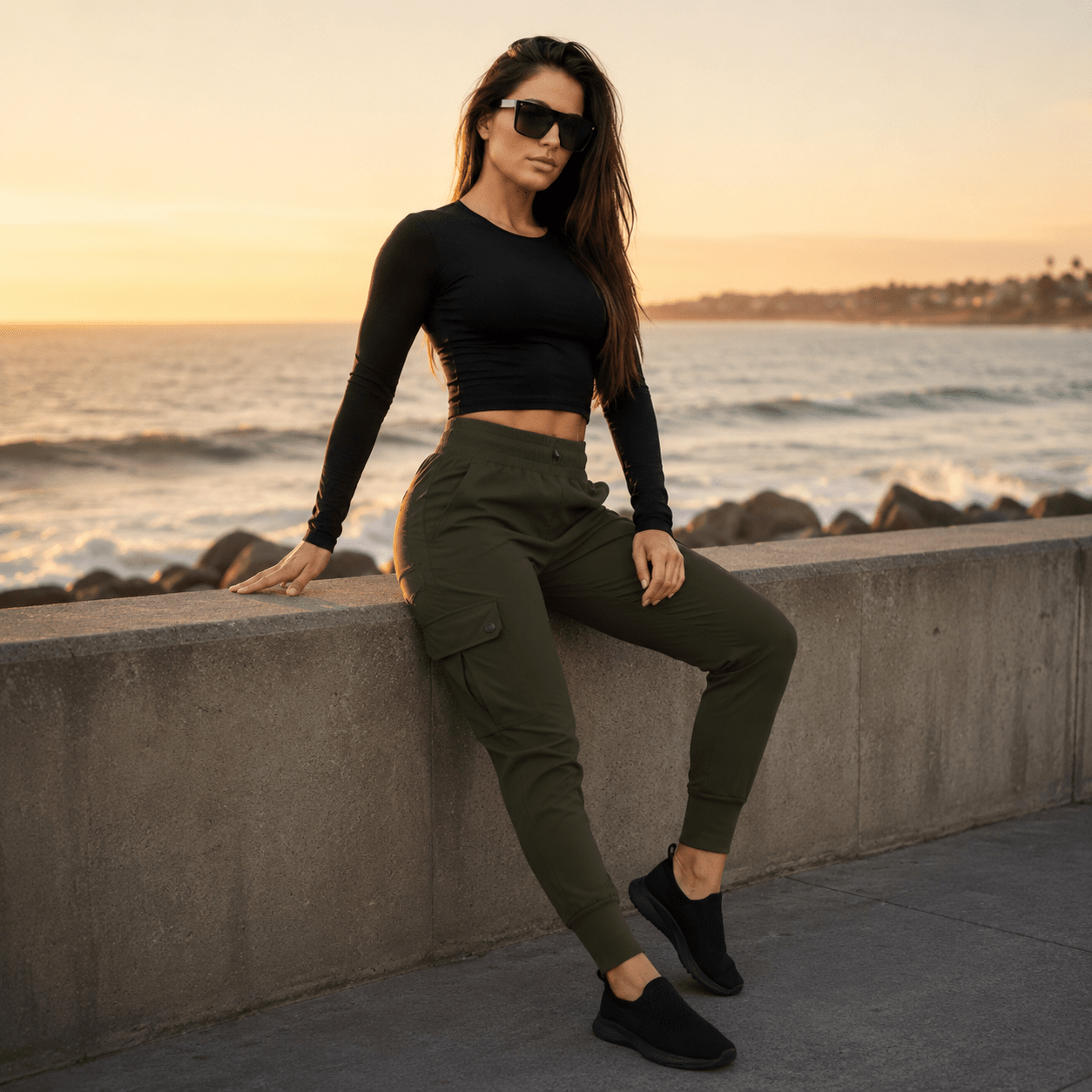 Women’s Moss Green Urban Flex Cargo Joggers