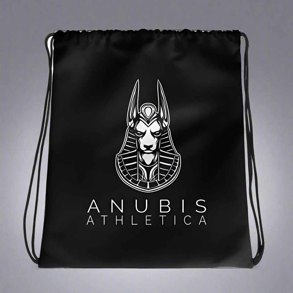 Drawstring bag with logo of Anubis Athletica printed on it