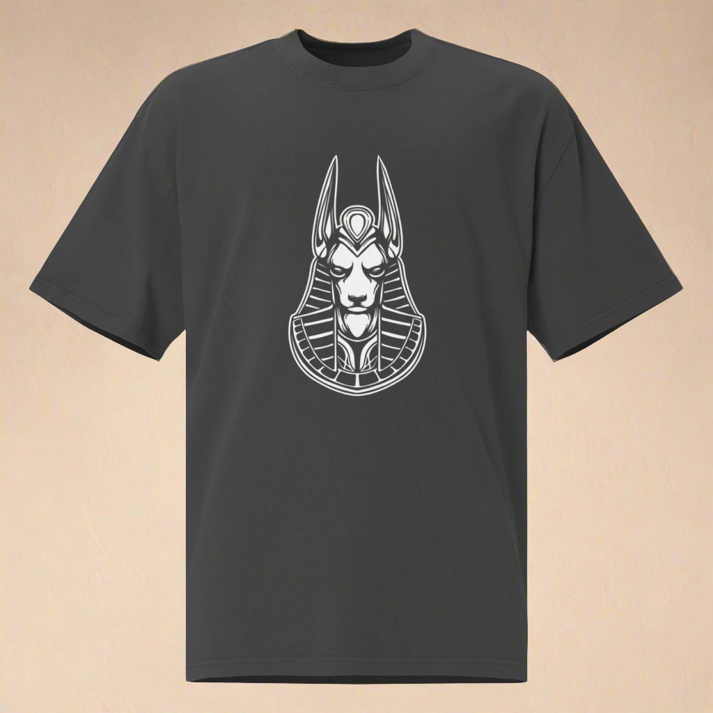 Dark gray shirt with a white Anubis logo on front