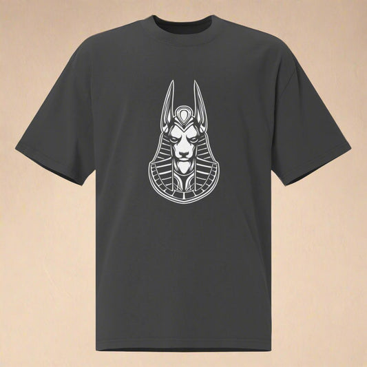 Dark gray shirt with a white Anubis logo on front